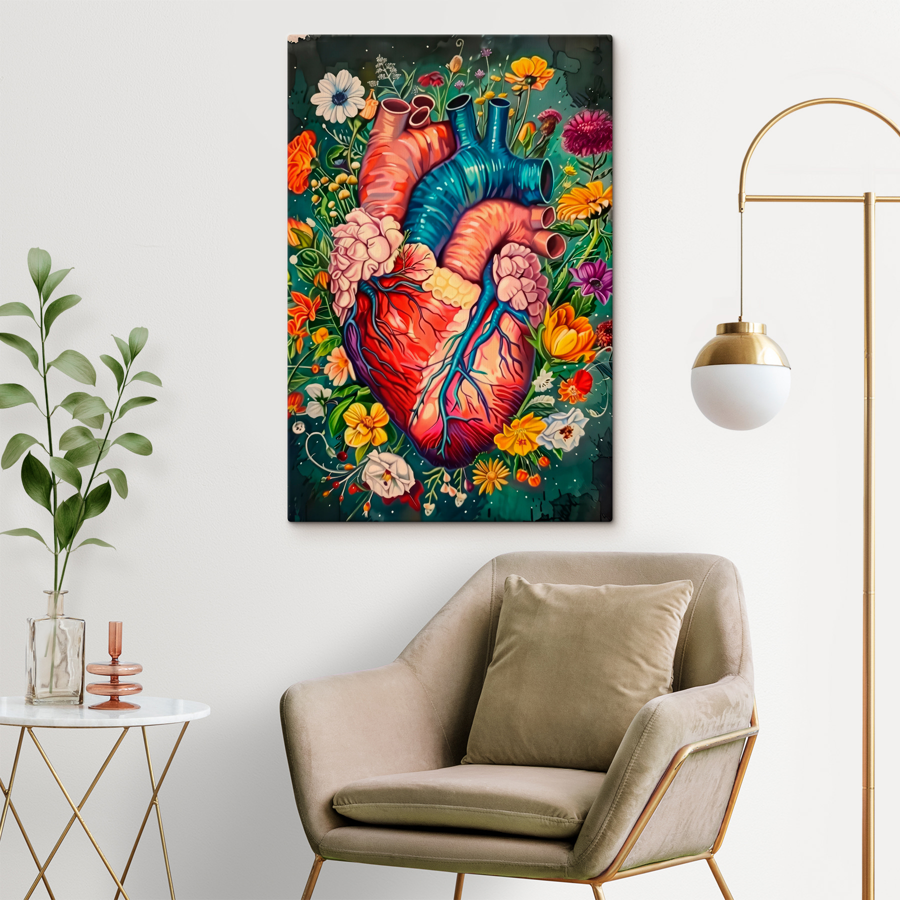 A colorful heart with flowers A colorful heart with flowers