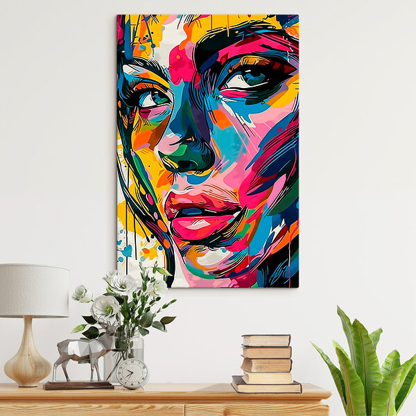 A colorful face of a woman A colorful face of a woman