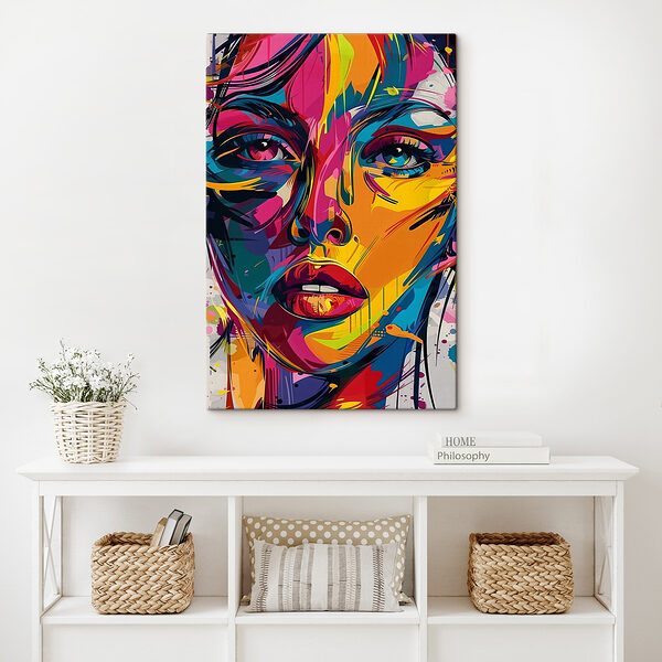 A colorful face of a woman