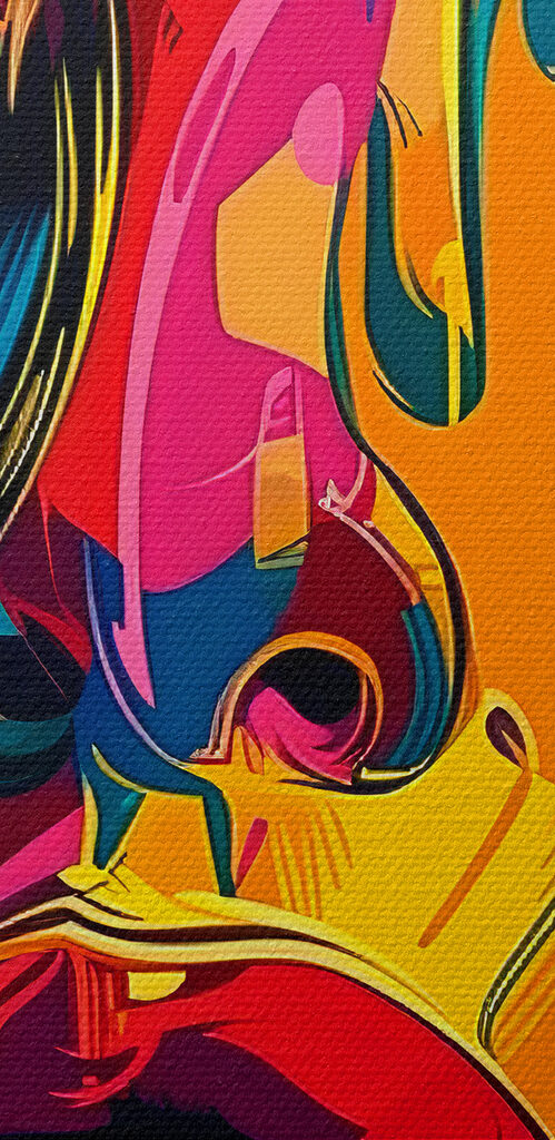 A colorful face of a woman
