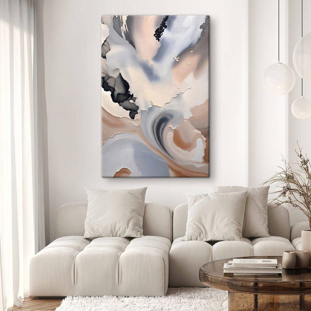 A close up of a painting