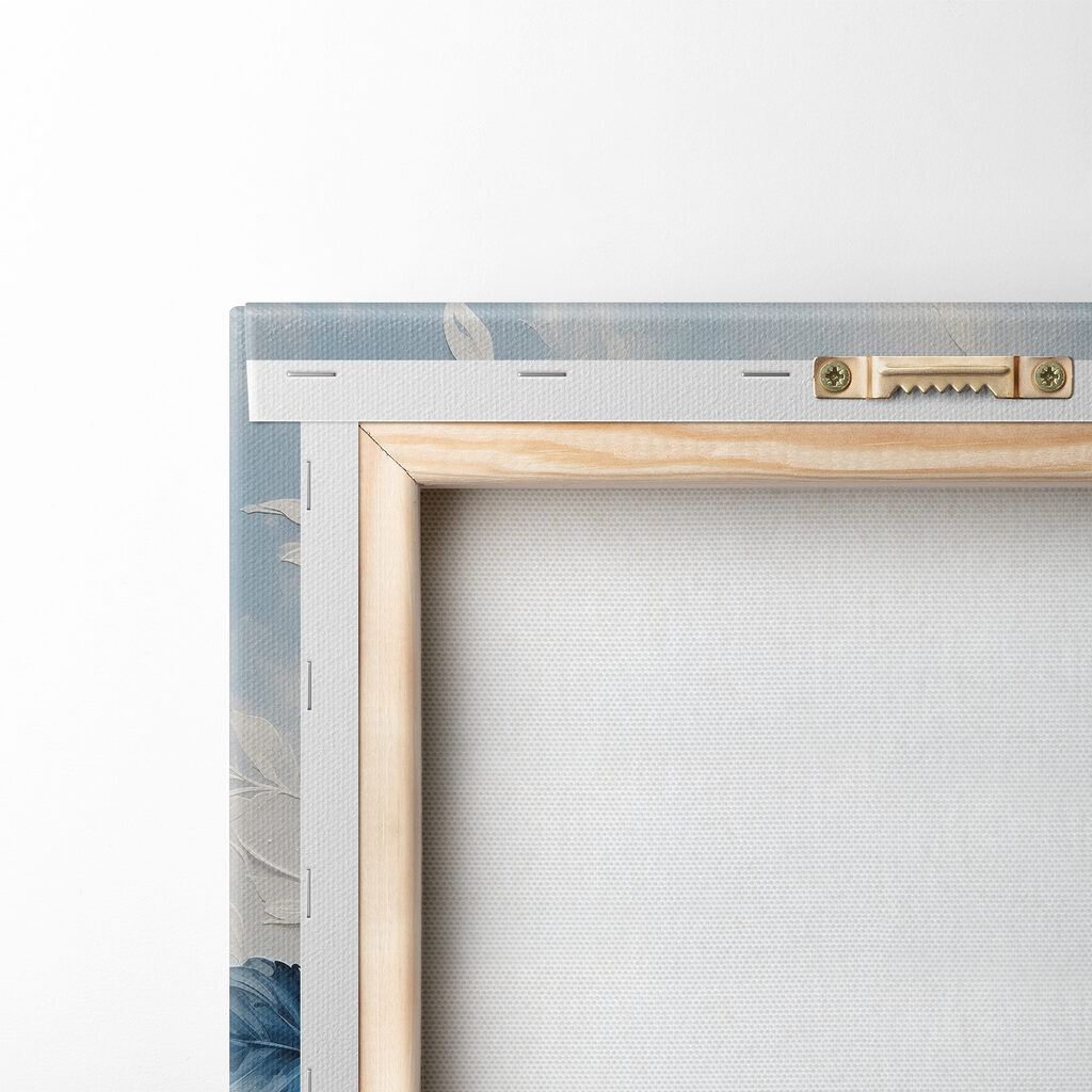 A painting of blue leaves