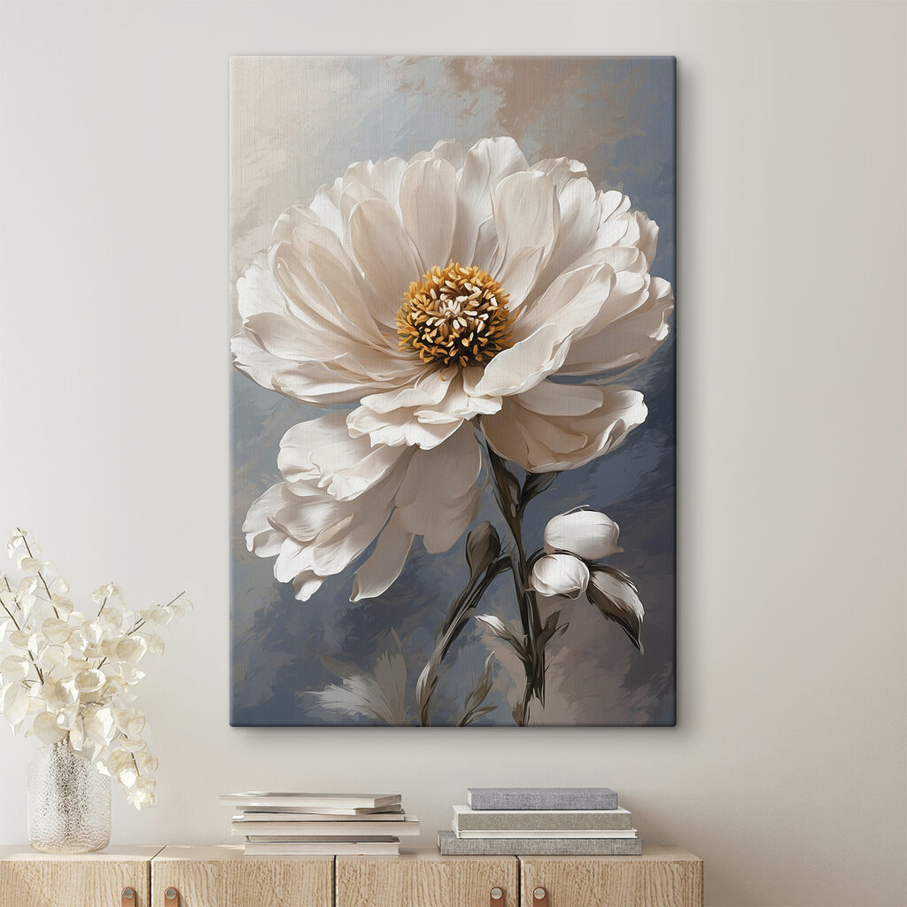 A white flower with yellow center