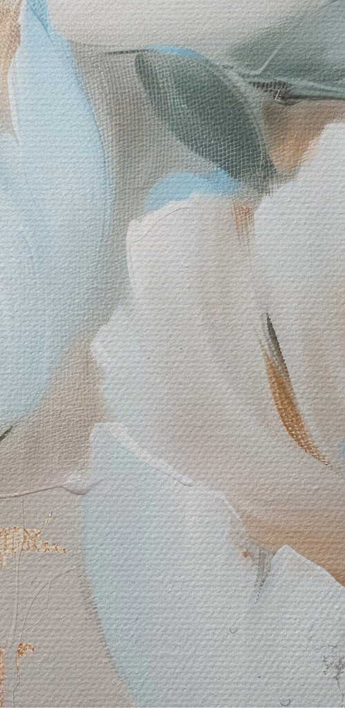 A painting of flowers on a wall A painting of flowers on a wall