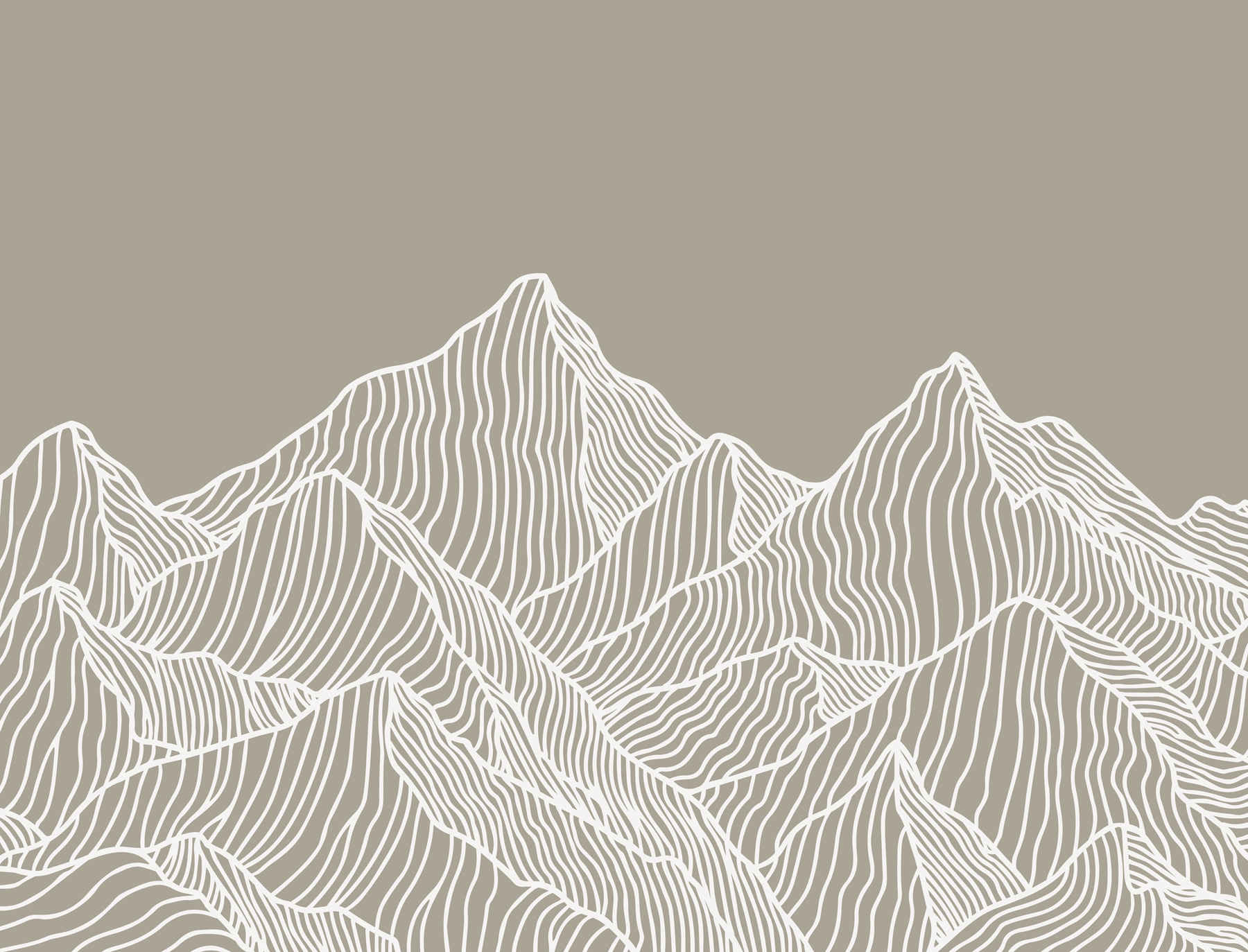 A white line art of mountains