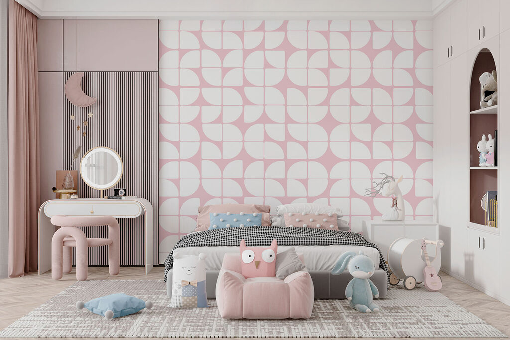 A pattern of white and pink circles