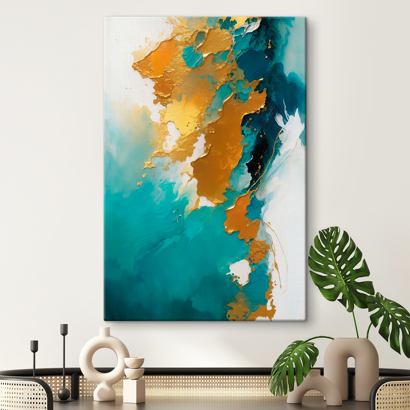 Abstract art with vibrant teal hues Abstract art with vibrant teal hues