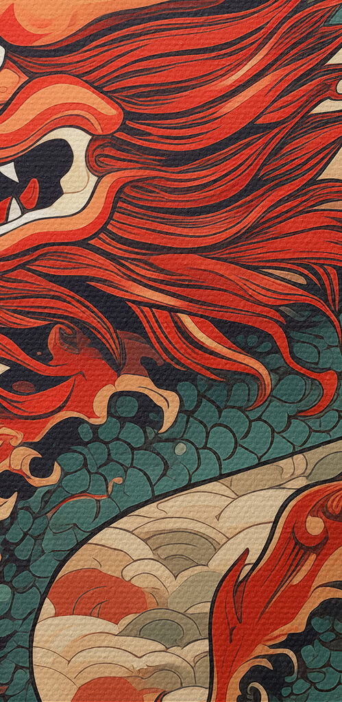 A dragon with a long tail