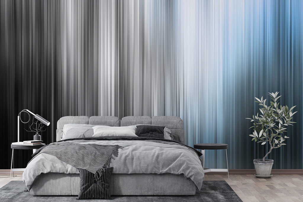 A blurry image of a grey and white striped background