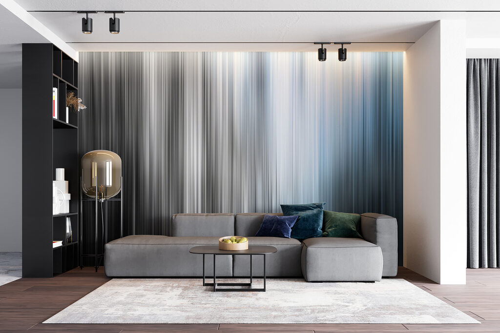 A blurry image of a grey and white striped background