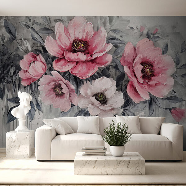 A painting of pink flowers A painting of pink flowers