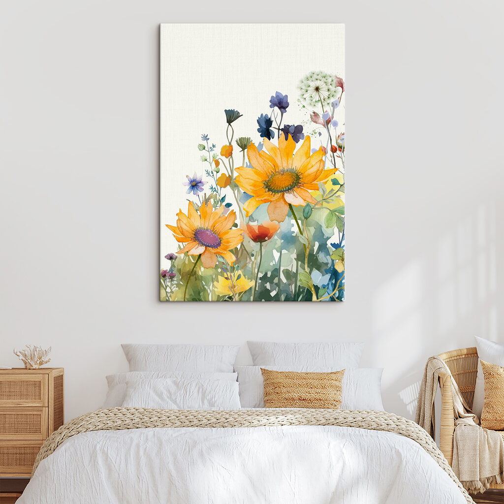 A painting of flowers and plants