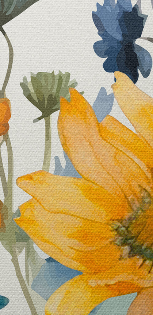 A painting of flowers and plants