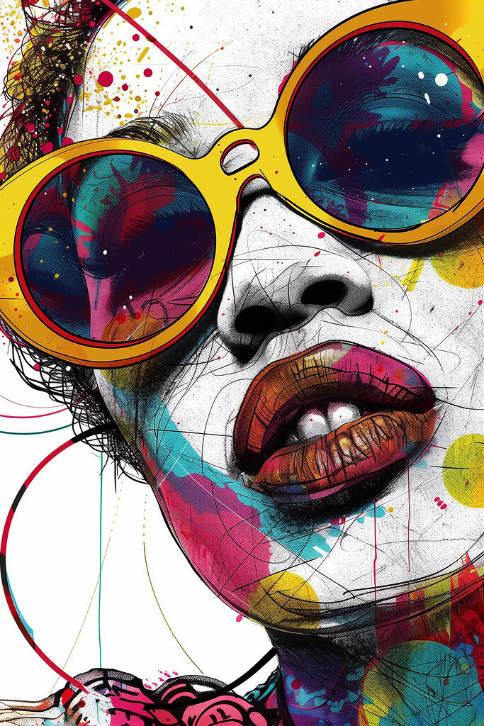 A woman wearing yellow sunglasses