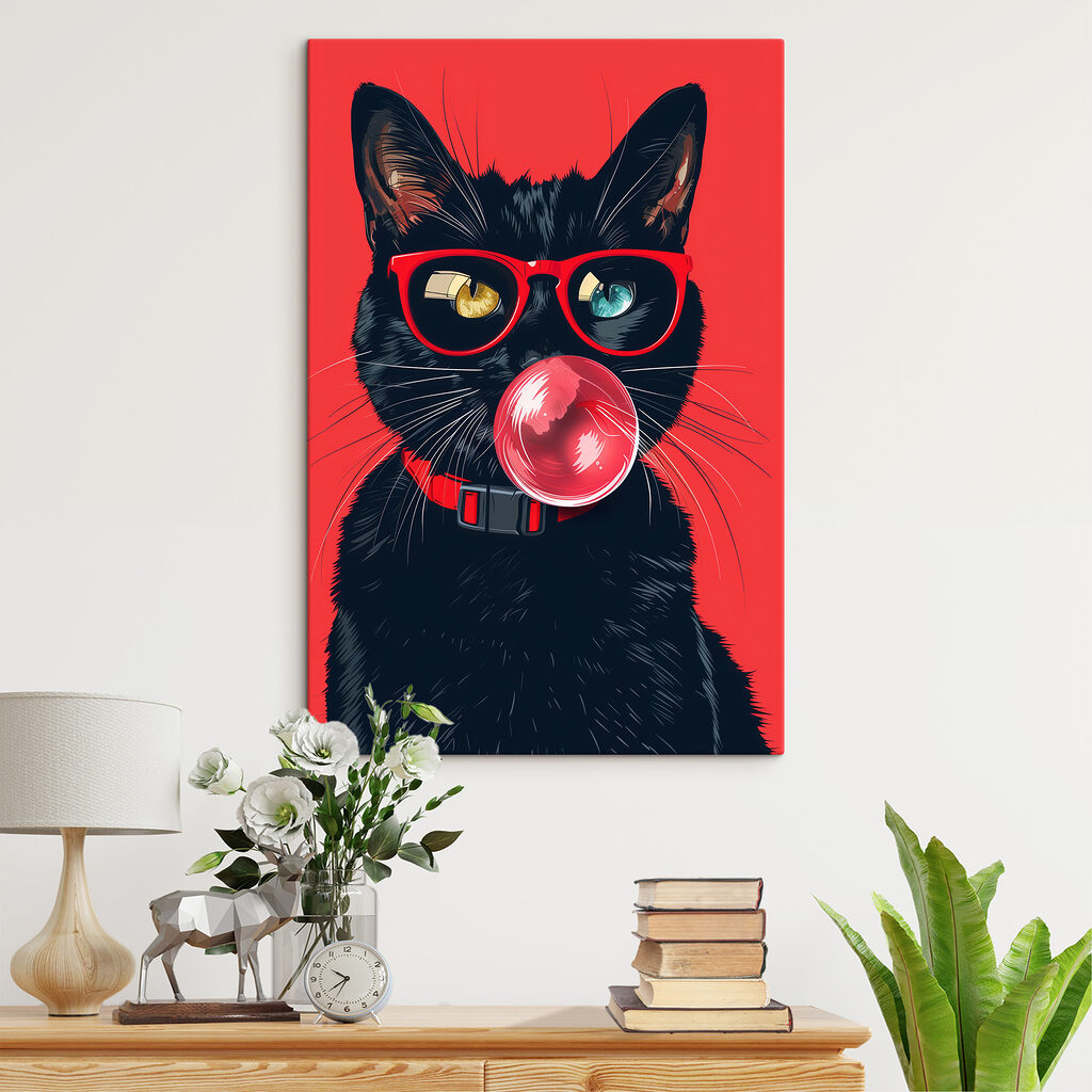 A cat wearing sunglasses and chewing gum A cat wearing sunglasses and chewing gum