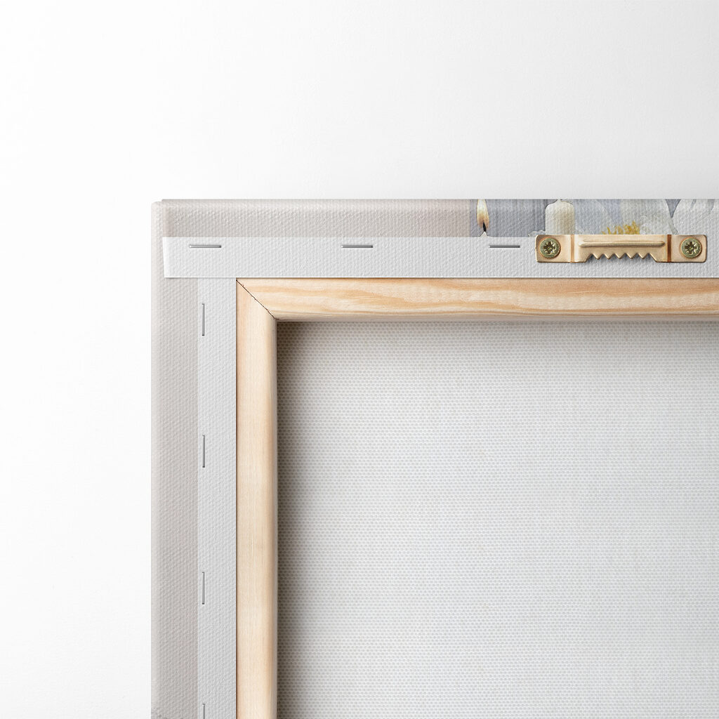 A silver candelabra with white flowers