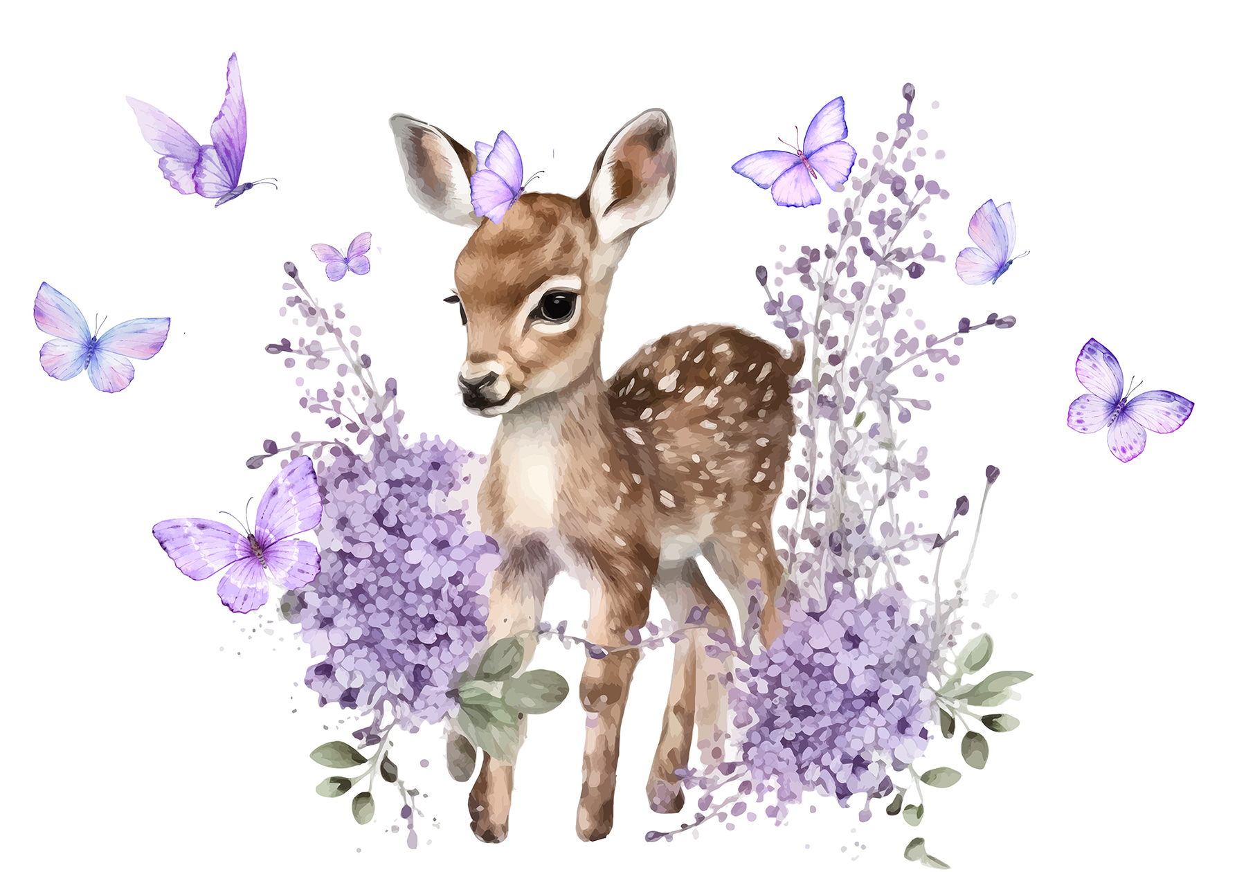 Baby deer surrounded by purple flowers Baby deer surrounded by purple flowers