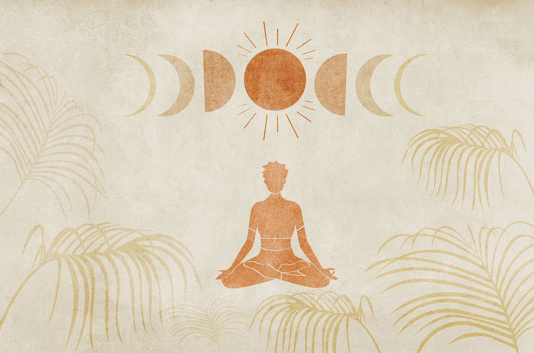 Drawing of a person meditating in the middle of a field Drawing of a person meditating in the middle of a field