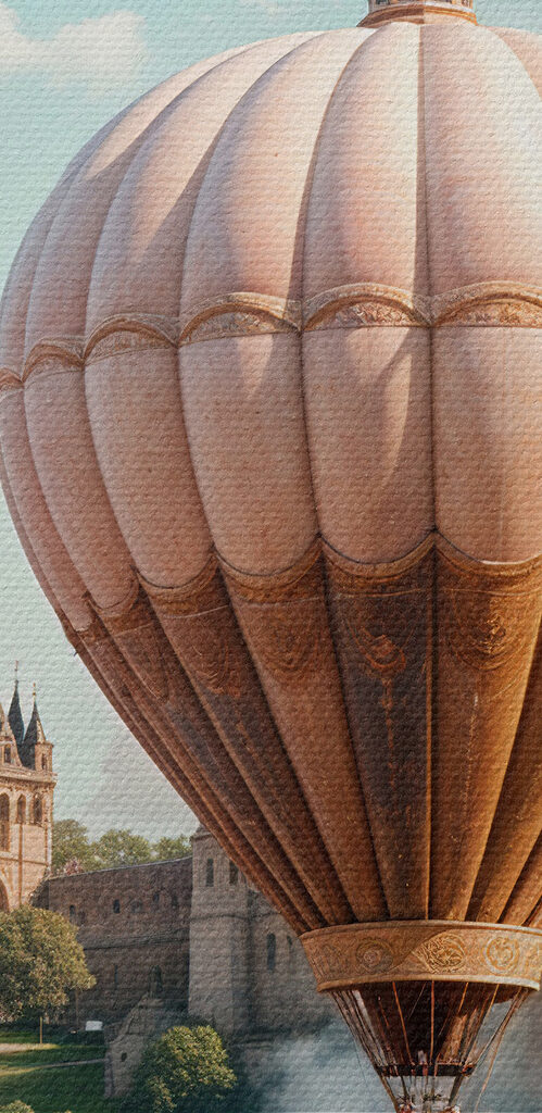 Castle with hot air balloons