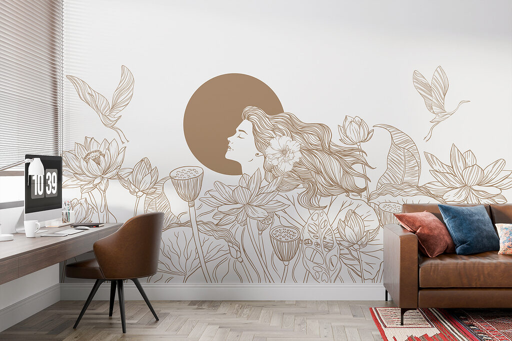 Woman with long hair and flowers Woman with long hair and flowers