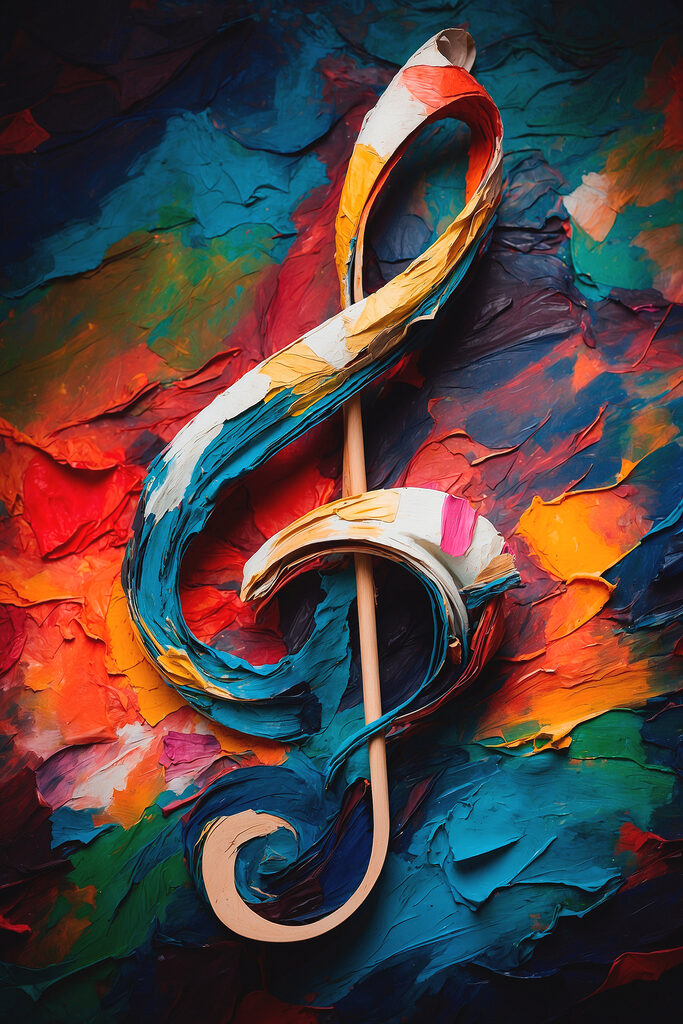 Colorful painted treble clef Colorful painted treble clef
