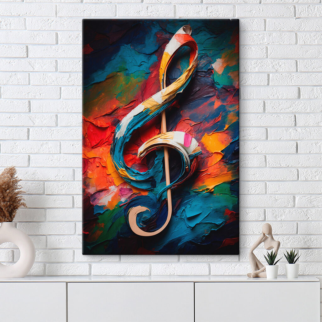 Colorful painted treble clef Colorful painted treble clef