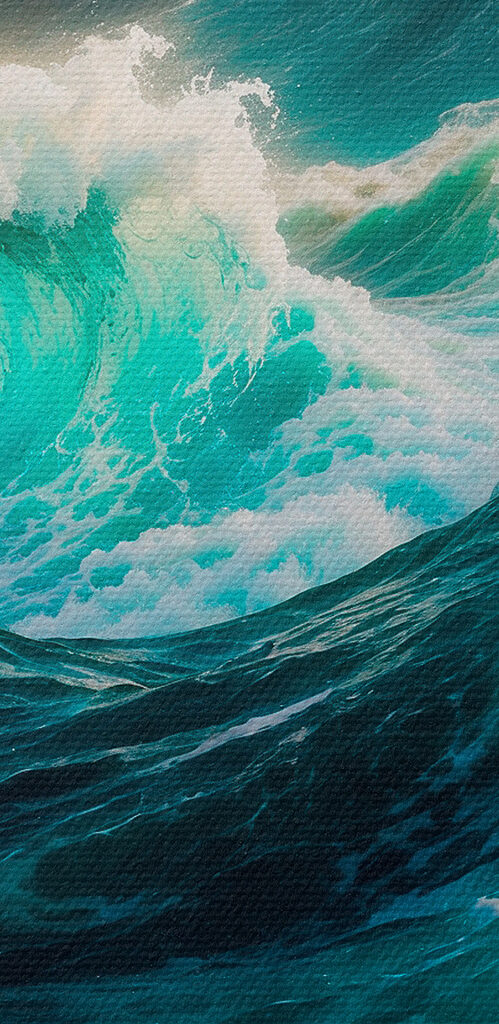 Large waves with fire and smoke Large waves with fire and smoke