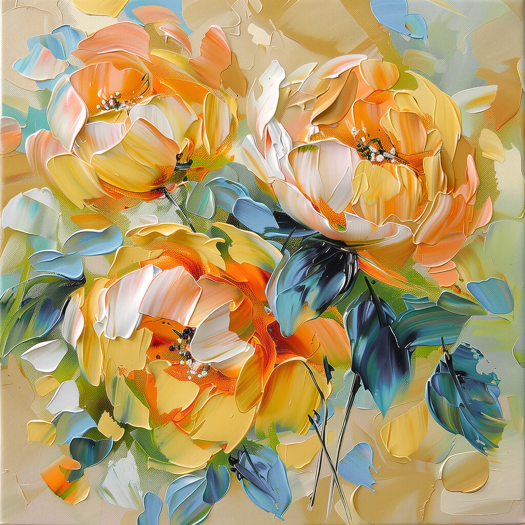 Painting of flowers on a canvas Painting of flowers on a canvas