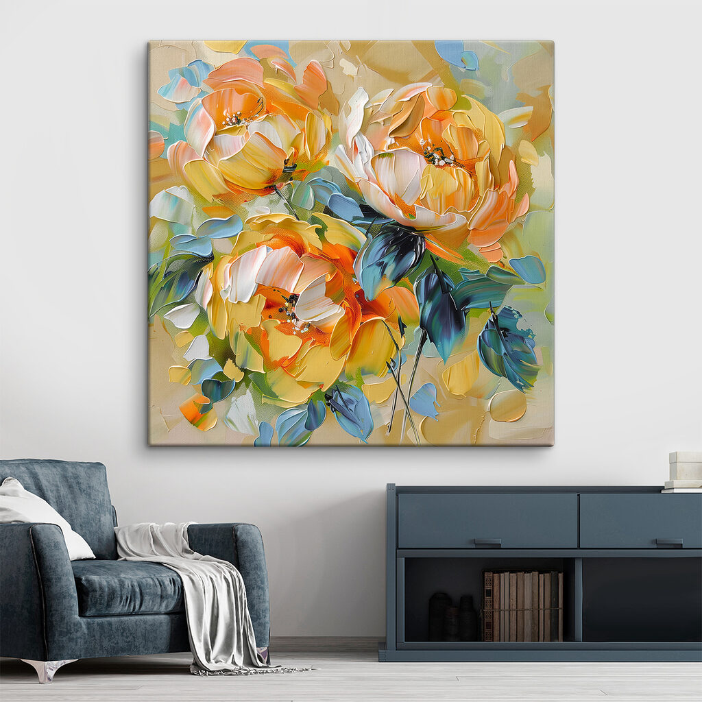 Painting of flowers on a canvas Painting of flowers on a canvas