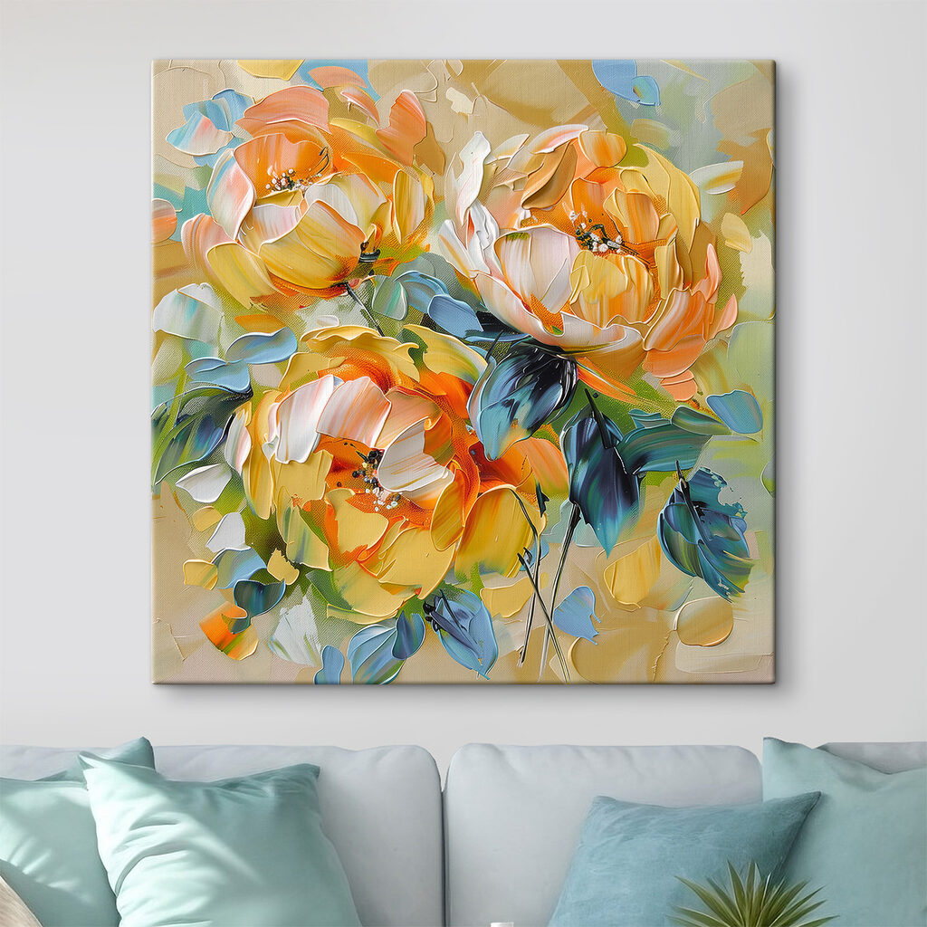 Painting of flowers on a canvas Painting of flowers on a canvas