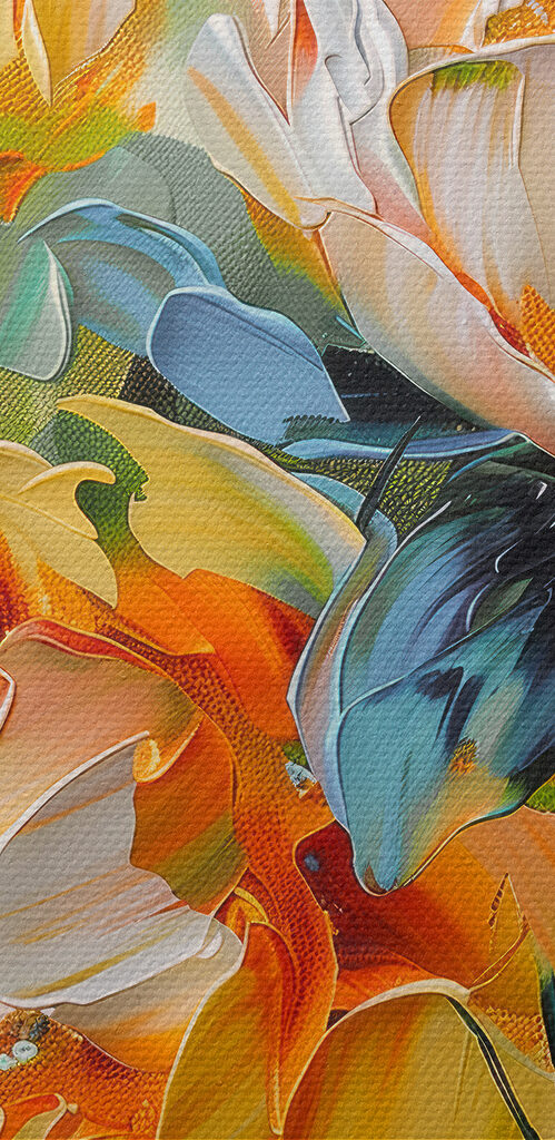 Painting of flowers on a canvas Painting of flowers on a canvas