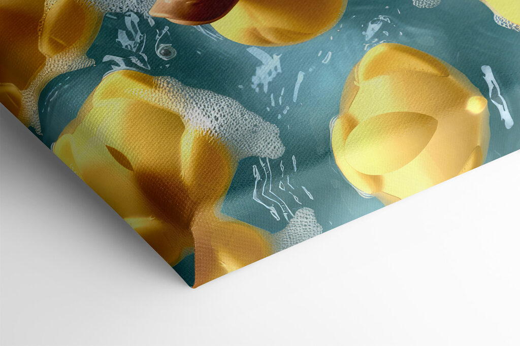 Group of yellow rubber ducks in a pool