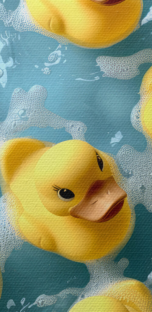 Group of yellow rubber ducks in a pool