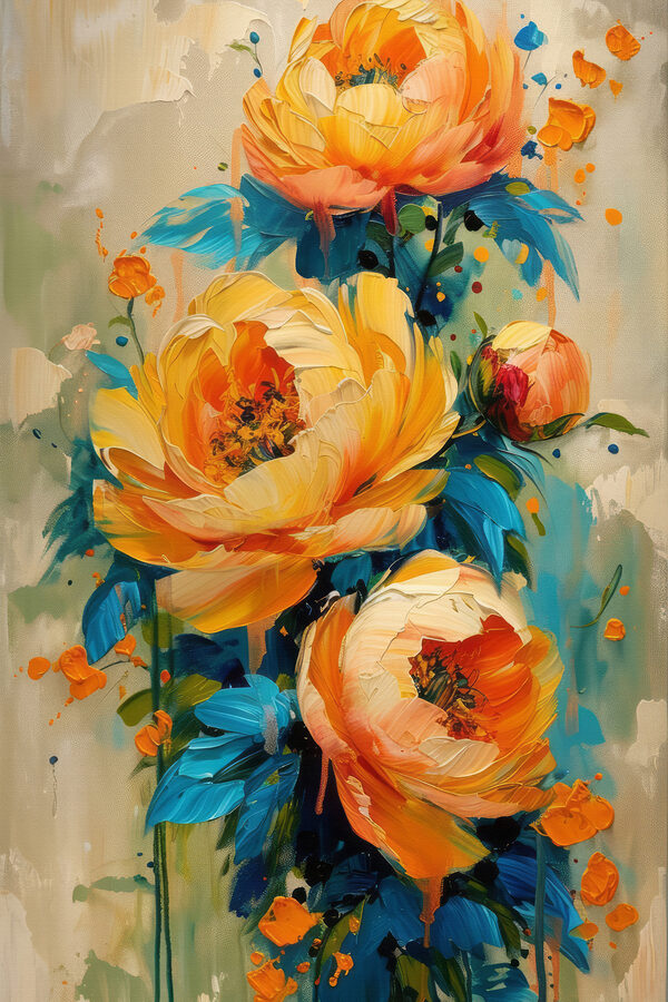 Painting of flowers on a canvas Painting of flowers on a canvas
