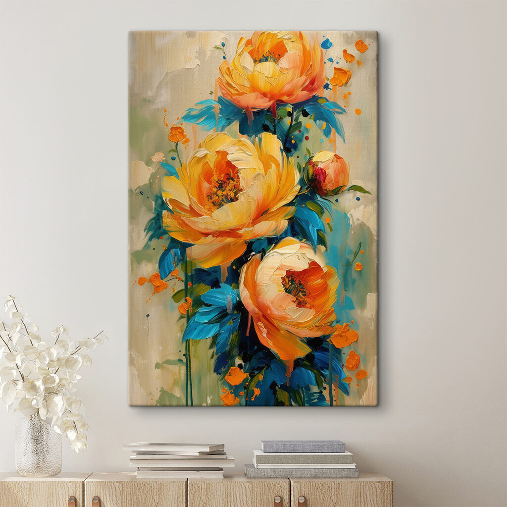 Painting of flowers on a canvas Painting of flowers on a canvas