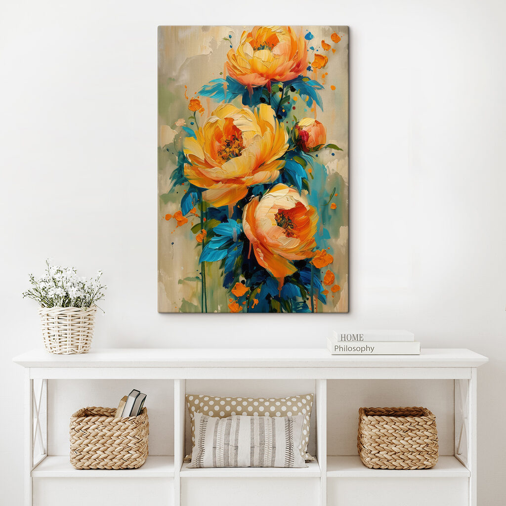 Painting of flowers on a canvas Painting of flowers on a canvas