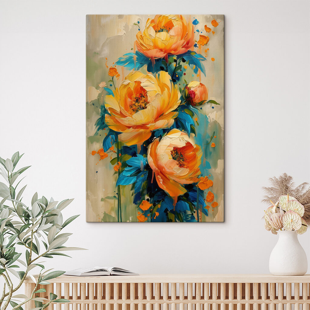 Painting of flowers on a canvas Painting of flowers on a canvas