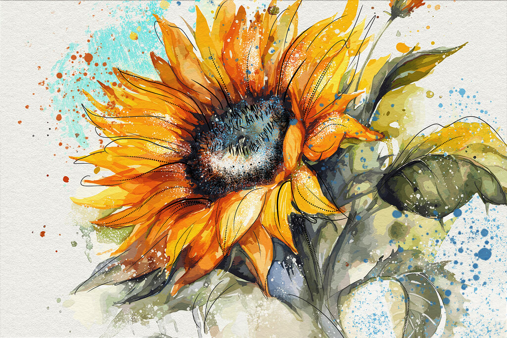 Painting of a sunflower Painting of a sunflower