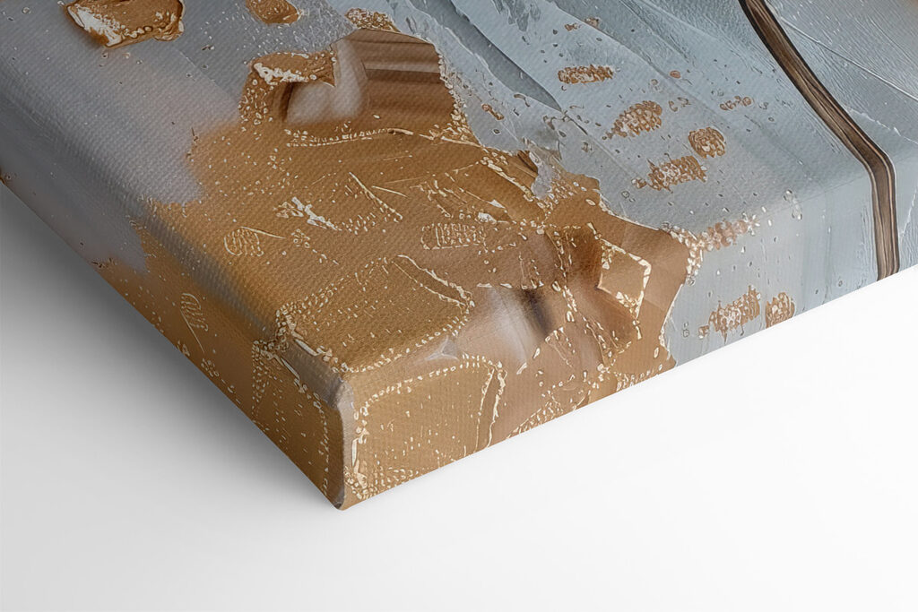 Painting of flowers on a grey surface