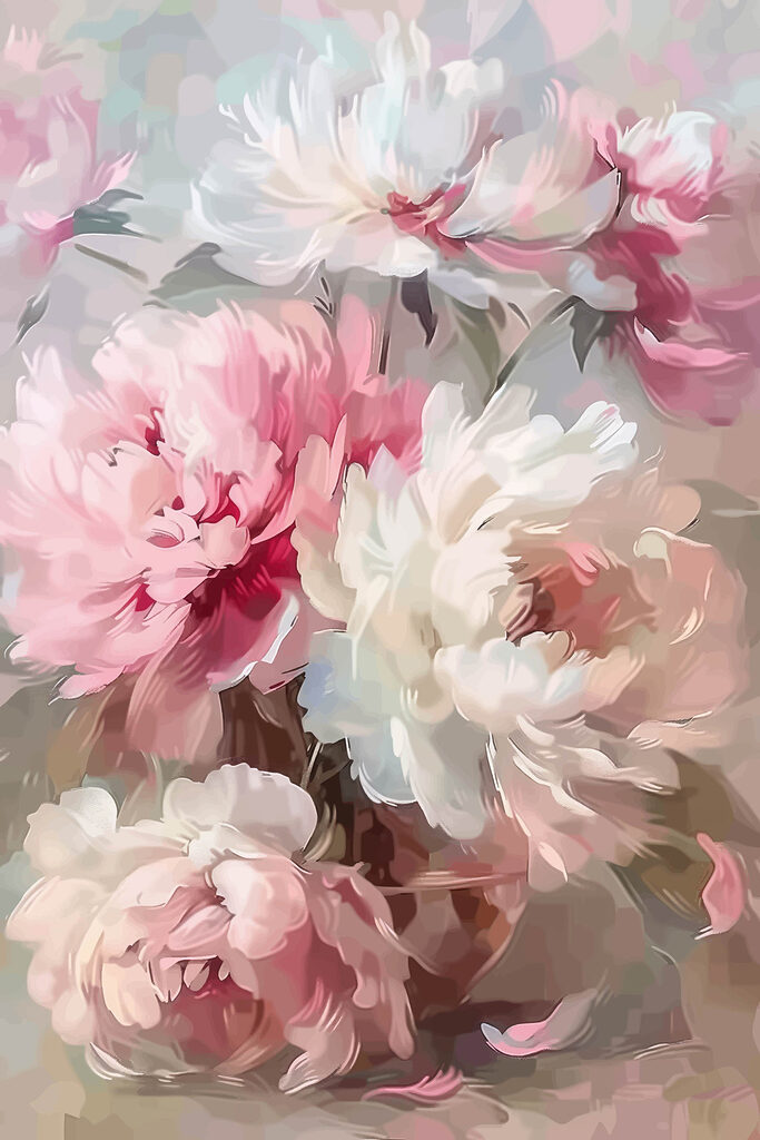Painting of pink and white flowers