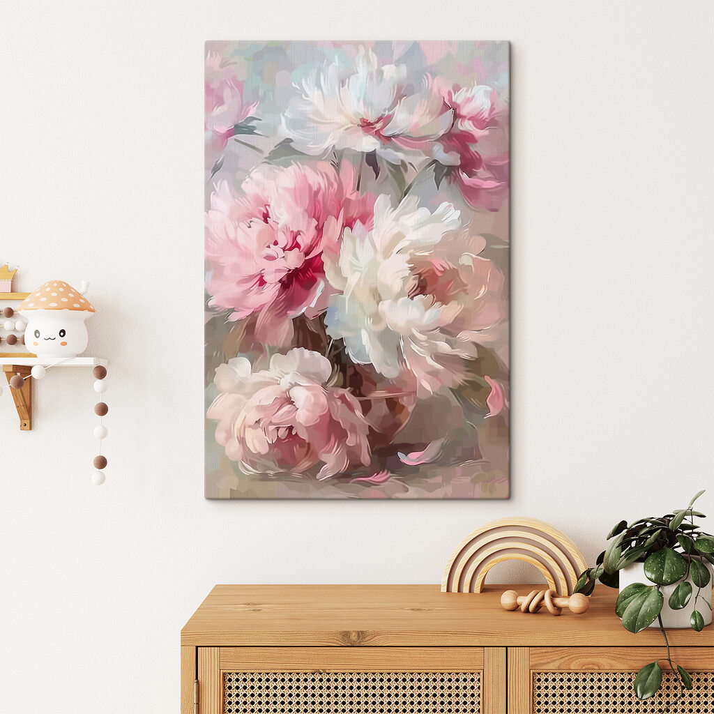 Painting of pink and white flowers