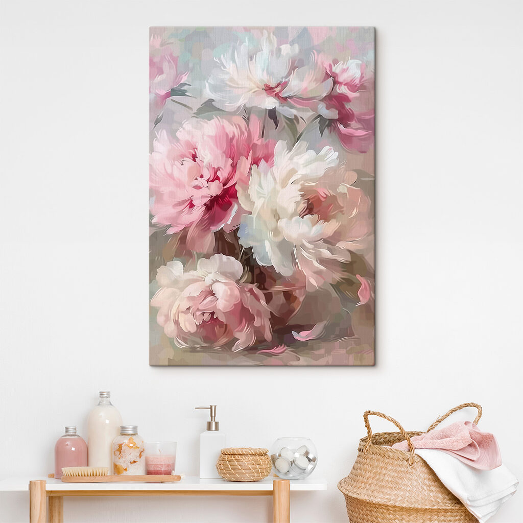 Painting of pink and white flowers