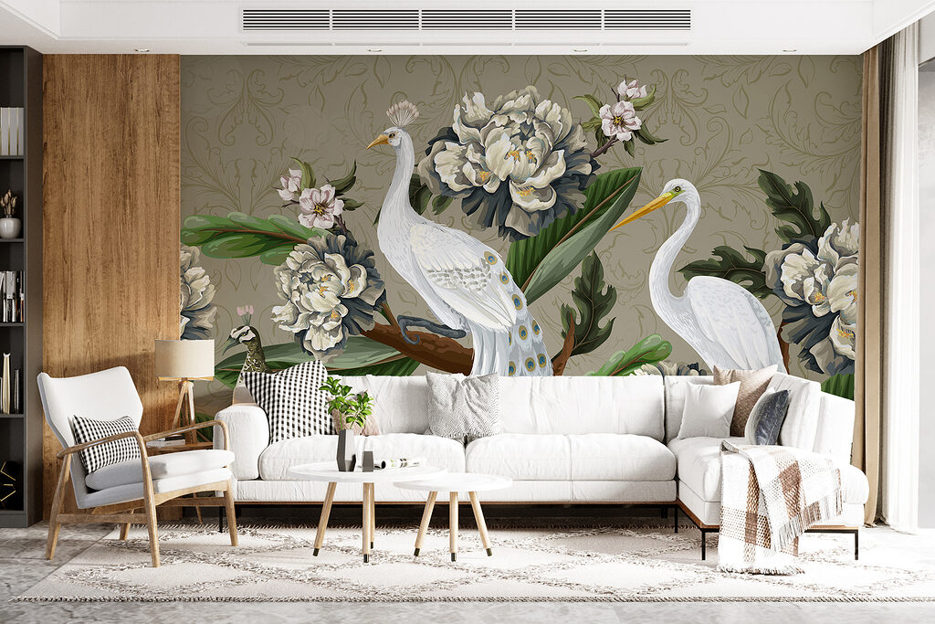Wallpaper with birds and flowers Wallpaper with birds and flowers