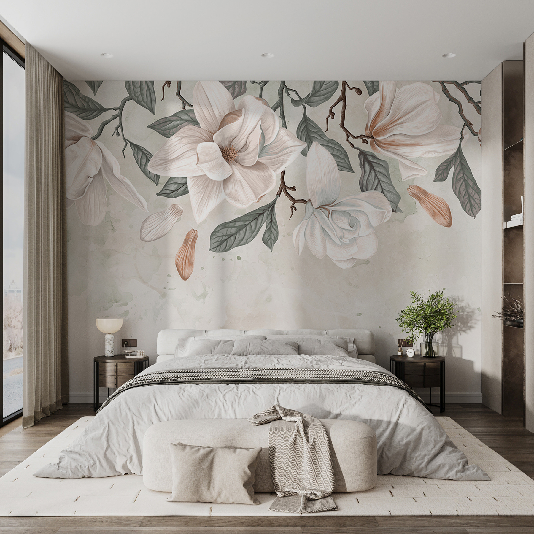 White flowers and leaves on a white background White flowers and leaves on a white background