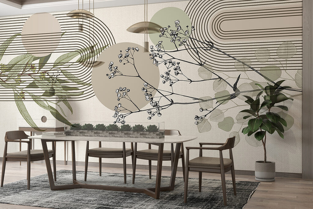 Botanical design with abstract elements Botanical design with abstract elements