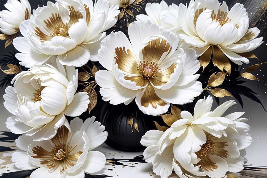 Elegant blooms in a dark vase