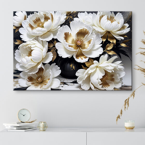 Elegant blooms in a dark vase