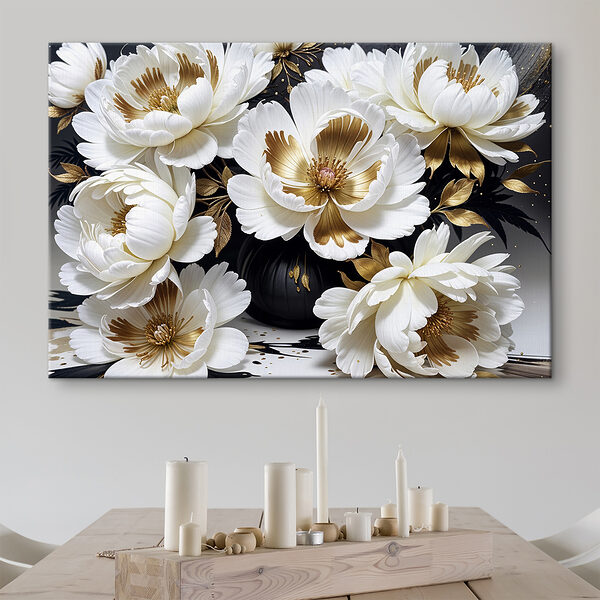 Elegant blooms in a dark vase