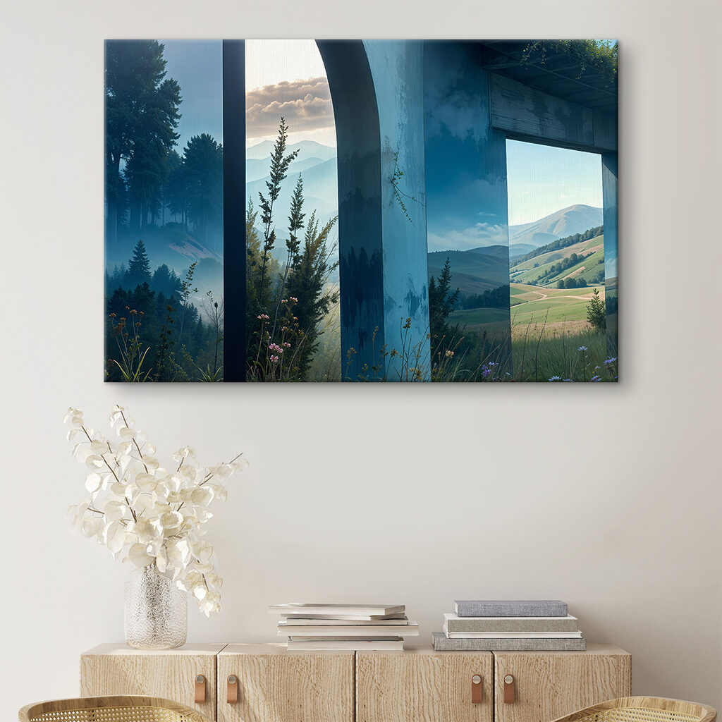 View of a landscape through a window