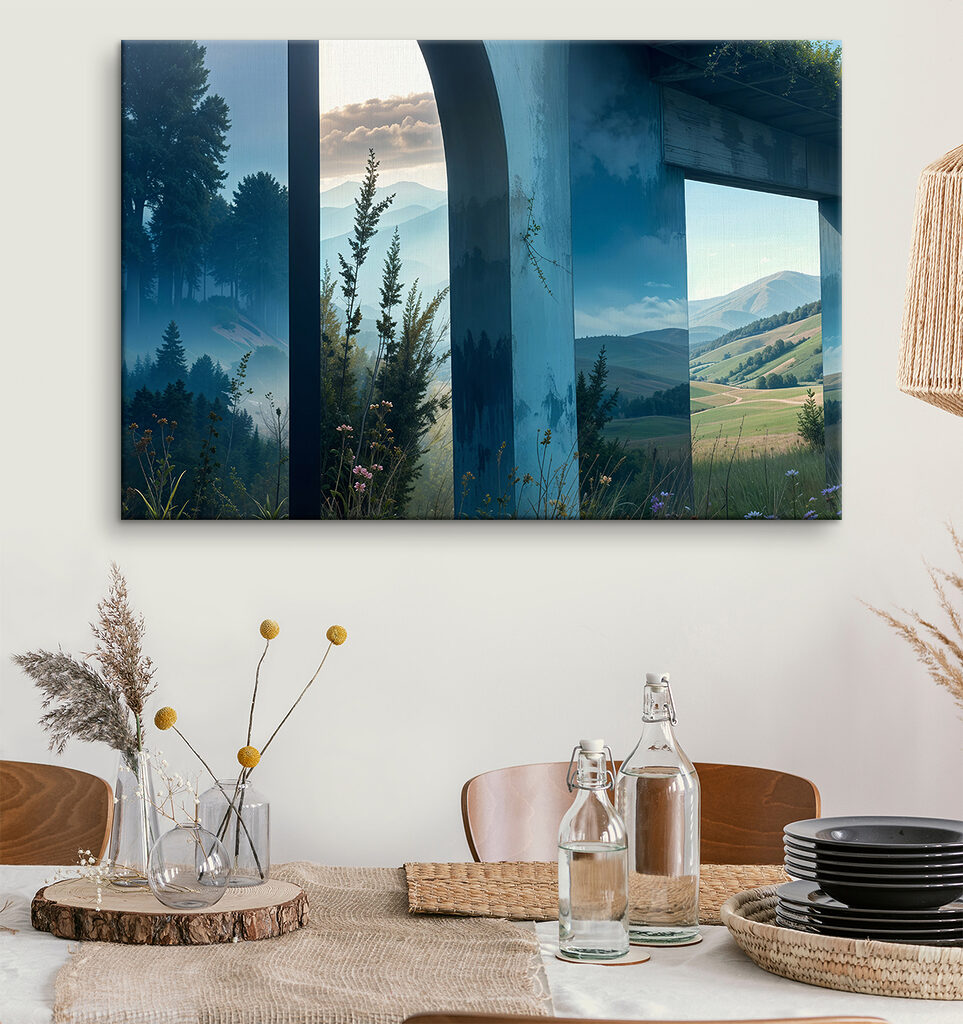 View of a landscape through a window